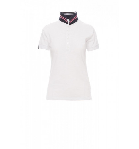 Polo Manica Corta Jersey Slub Yarn 160Gr Nautic Lady S Bianco/Blu Navy-Bian
