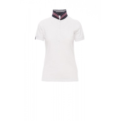 Polo Manica Corta Jersey Slub Yarn 160Gr Nautic Lady S Bianco/Blu Navy-Bian