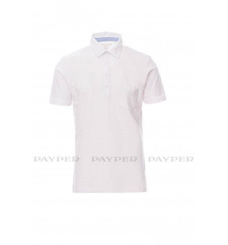 Prestige - Polo manica corta tempo libero e lavoro a quattro bottoni in tinta  e con colletto modello camicia, taschino frontale