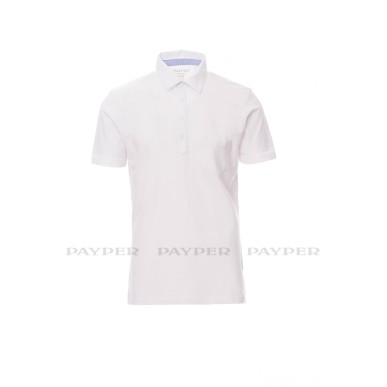 Prestige - Polo manica corta tempo libero e lavoro a quattro bottoni in tinta  e con colletto modello camicia, taschino frontale