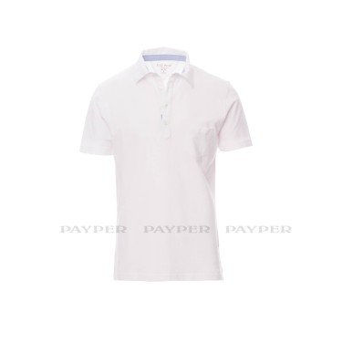 Prestige - Polo manica corta tempo libero e lavoro a quattro bottoni in tinta  e con colletto modello camicia, taschino frontale