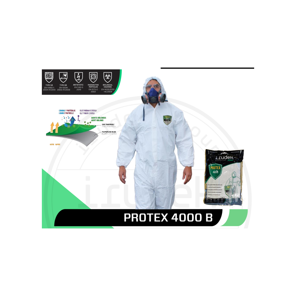 Tuta monouso con cappuccio Cat III tipo 5/B 6/B per bonifica amianto e spazi confinati