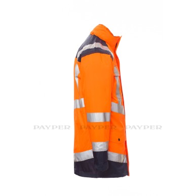 HISAFE Parka bicolore quattro usi in alta visibilità con bande 3M Payper