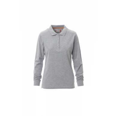 Florence Ld Melange - Polo sfiancata da donna manica lunga con 4 bottoni in tinta effetto perlato - DEVASTORE