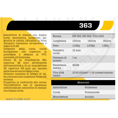 Cordino assorbitore IRUDEK SEKURALT 363 - 1,40 m