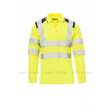 Guard+Winter - Polo bicolore da uomo a manica lunga in alta visibilit con bande riflettenti - DEVASTORE